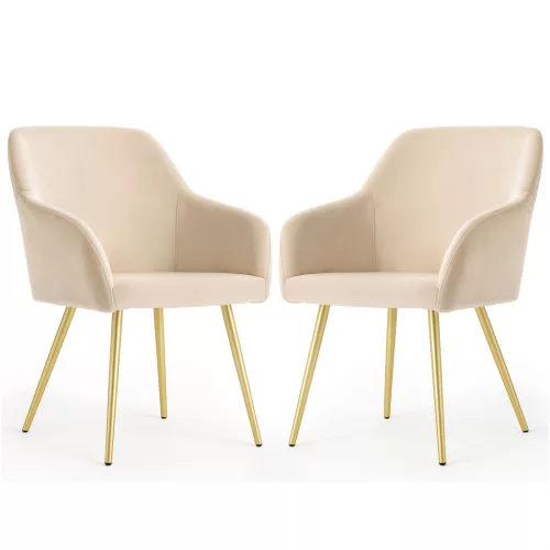 AKORD Estelle Kárpitozott Szék Welúr Bézs Arany Lábakkal 2 db
