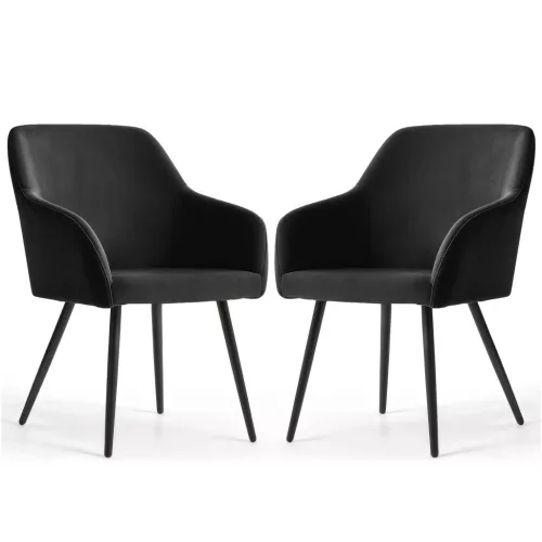 AKORD Estelle kárpitozott szék welúr fekete fekete lábakkal 2 db