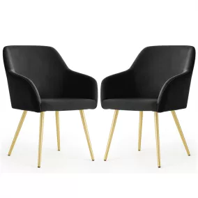   AKORD Furniture Factory ESTELLE Étkezőszék Welúr Fekete Arany Lábakkal 2 db