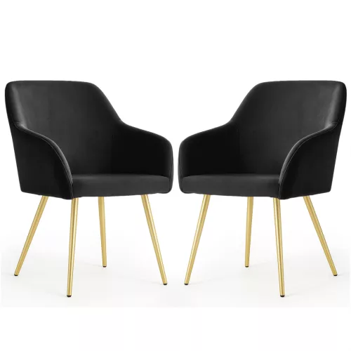 AKORD Furniture Factory ESTELLE Étkezőszék Welúr Fekete Arany Lábakkal 2 db