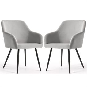   AKORD Furniture Factory ESTELLE kárpitozott szék welúr szürke fekete lábakkal 2 db