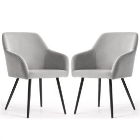   AKORD Furniture Factory ESTELLE kárpitozott szék welúr szürke fekete lábakkal 2 db