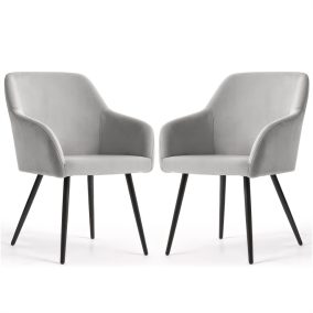   AKORD Furniture Factory ESTELLE kárpitozott szék welúr szürke fekete lábakkal 2 db