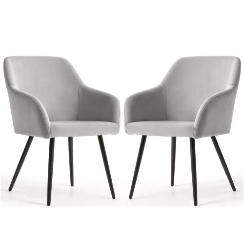 AKORD Furniture Factory ESTELLE kárpitozott szék welúr szürke fekete lábakkal 2 db