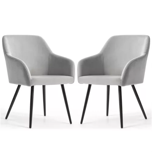 AKORD Furniture Factory ESTELLE kárpitozott szék welúr szürke fekete lábakkal 2 db