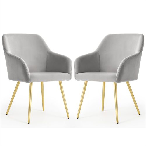 AKORD Estelle kárpitozott szék welúr szürke arany lábakkal