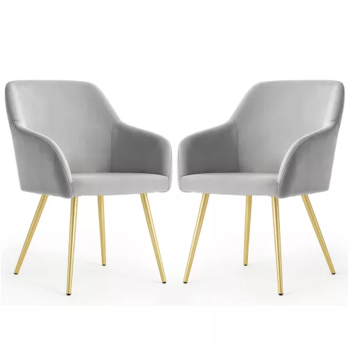 AKORD Estelle kárpitozott szék welúr szürke arany lábakkal