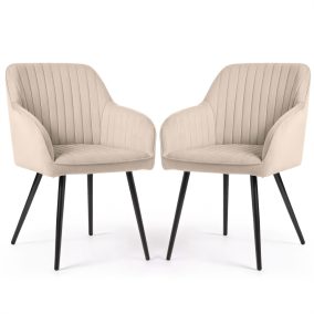   AKORD Florence Kárpitozott Étkezőszék Bársony Bézs Fekete Lábakkal