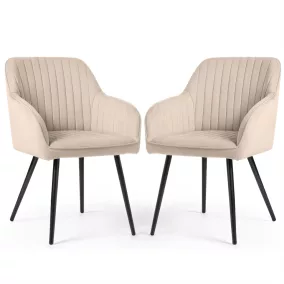   AKORD Florence Kárpitozott Étkezőszék Bársony Bézs Fekete Lábakkal