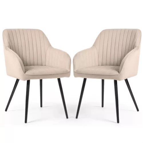AKORD Florence Kárpitozott Étkezőszék Bársony Bézs Fekete Lábakkal