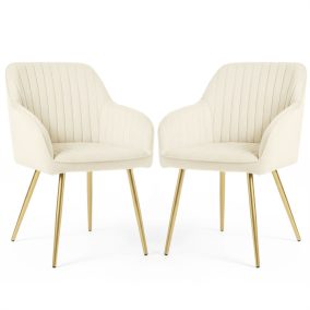   AKORD Florence Kárpitozott Szék Welúr Krém Arany Lábakkal