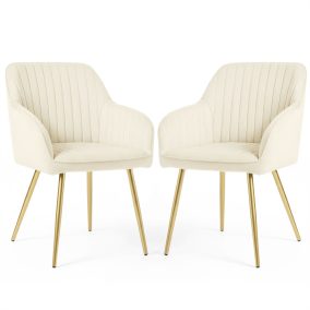   AKORD Florence Kárpitozott Szék Welúr Krém Arany Lábakkal