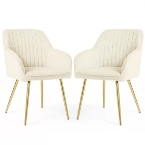   AKORD Florence Kárpitozott Szék Welúr Krém Arany Lábakkal