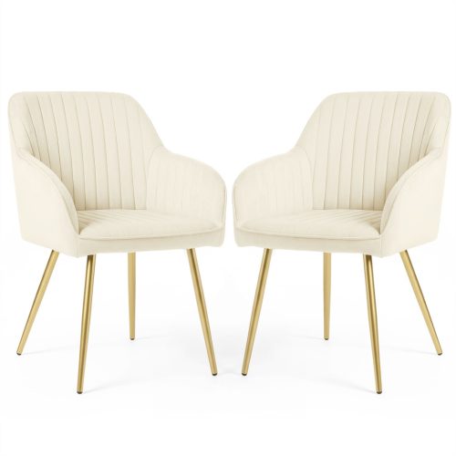 AKORD Florence Kárpitozott Szék Welúr Krém Arany Lábakkal