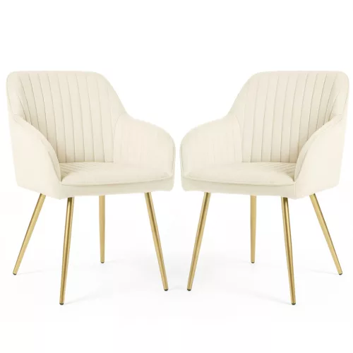AKORD Florence Kárpitozott Szék Welúr Krém Arany Lábakkal