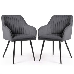   AKORD Florence bársony kárpitozott szék függőleges varrásokkal sötét grafit fekete lábakkal 2 db