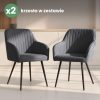 AKORD Florence bársony kárpitozott szék függőleges varrásokkal sötét grafit fekete lábakkal 2 db