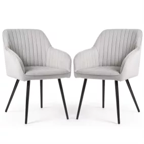   AKORD Florence Kárpitozott Étkezőszék Bársony Szürke Fekete Lábakkal 2 db