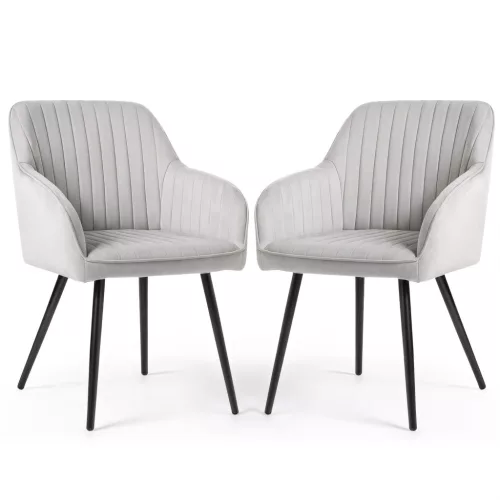 AKORD Florence Kárpitozott Étkezőszék Bársony Szürke Fekete Lábakkal 2 db