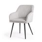   AKORD Florence Kárpitozott Étkezőszék Bársony Szürke Fekete Lábakkal 2 db