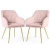AKORD FLORENCE Tapicerowane Welurowe Szék Puder Rózsaszín Arany Lábakkal 2 db