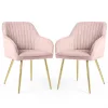 AKORD FLORENCE Tapicerowane Welurowe Szék Puder Rózsaszín Arany Lábakkal 2 db