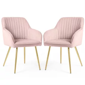   AKORD FLORENCE Tapicerowane Welurowe Szék Puder Rózsaszín Arany Lábakkal 2 db