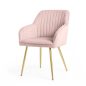   AKORD FLORENCE Tapicerowane Welurowe Szék Puder Rózsaszín Arany Lábakkal 2 db