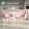 AKORD FLORENCE Tapicerowane Welurowe Szék Puder Rózsaszín Arany Lábakkal 2 db