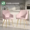 AKORD FLORENCE Tapicerowane Welurowe Szék Puder Rózsaszín Arany Lábakkal 2 db