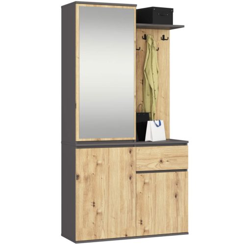 AKORD Entro Előszobai Szekrénysor Grafitszürke/Artisan Tölgy