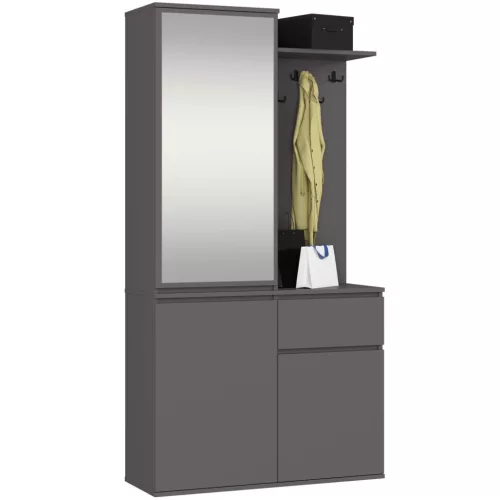 AKORD Entro Előszoba Szekrényrendszer Grafit Szürke Tükörrel