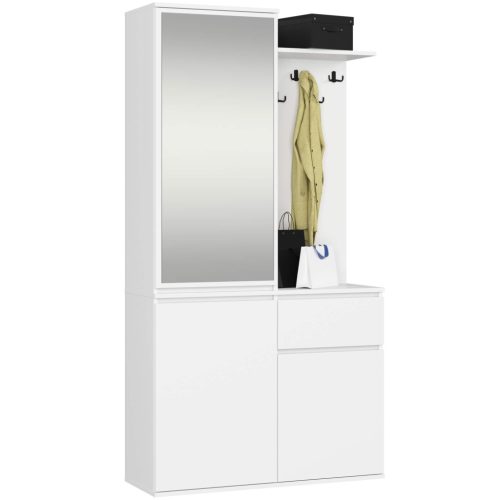 AKORD Entro Előszobai Szekrényrendszer Fehér Tükörrel