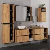 AKORD VAMI Tükrös Fürdőszobai Fali Szekrény Craft Tölgy/Fekete 90cm