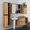 AKORD VAMI Tükrös Fürdőszobai Fali Szekrény Craft Tölgy/Fekete 90cm