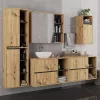 AKORD VAMI W50 Fali Fürdőszobai Szekrény Artisan Tölgy Szürke Grafit