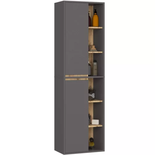 AKORD VAMI W50 Fali Fürdőszobai Szekrény Grafit Szürke Artisan Tölgy