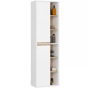   AKORD VAMI W50 Fali Fürdőszobai Szekrény Fehér-Sonoma Tölgy