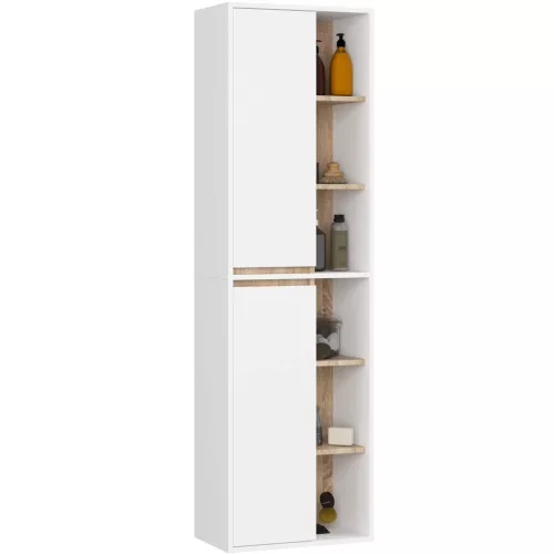 AKORD VAMI W50 Fali Fürdőszobai Szekrény Fehér-Sonoma Tölgy