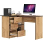 AKORD B16 Sarok Íróasztal 124 cm 3 Fiókos Craft Tölgy