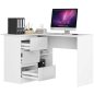   AKORD B16 Sarok Számítógépasztal 124 cm Fehér Matt/Magasfényű 3 Fiókos