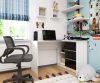AKORD B16 Sarok Íróasztal 124 cm Jobbos 3 Fiókos Fehér/Fekete Magasfényű