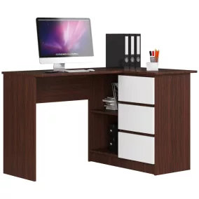 AKORD CLP Sarok Számítógépasztal Wenge Fehér 3 Fiókos