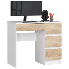 AKORD A-7 Számítógépasztal 90 cm Jobbos Fehér/Sonoma