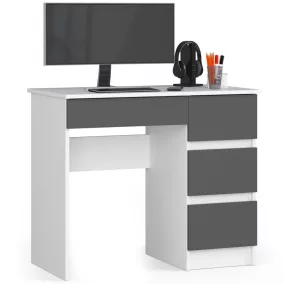   AKORD A-7 Kompakt Számítógépasztal Laminált Fehér-Grafitszürke