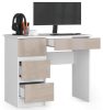 AKORD A-7 Számítógépasztal Laminált Fehér-Cappuccino Magasfényű 90 cm