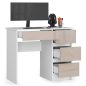 AKORD A-7 Számítógépasztal Laminált Fehér-Cappuccino Magasfényű 90 cm