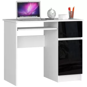   AKORD Piksel Kompakt Számítógépasztal Magasfényű Fekete-Fehér