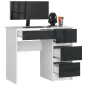   AKORD A-7 Számítógépasztal 90 cm Fehér/Grafit Magasfényű 4 Fiókos