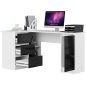   AKORD B20 Sarok Számítógépasztal Fehér Matt Fekete Magasfényű 155 cm Balos